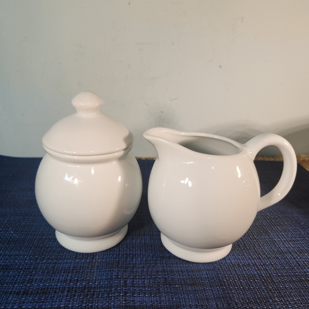 Crofton White Creamer/Honey Dish and Sugar Set with Lid Porcelain Kitchen Set